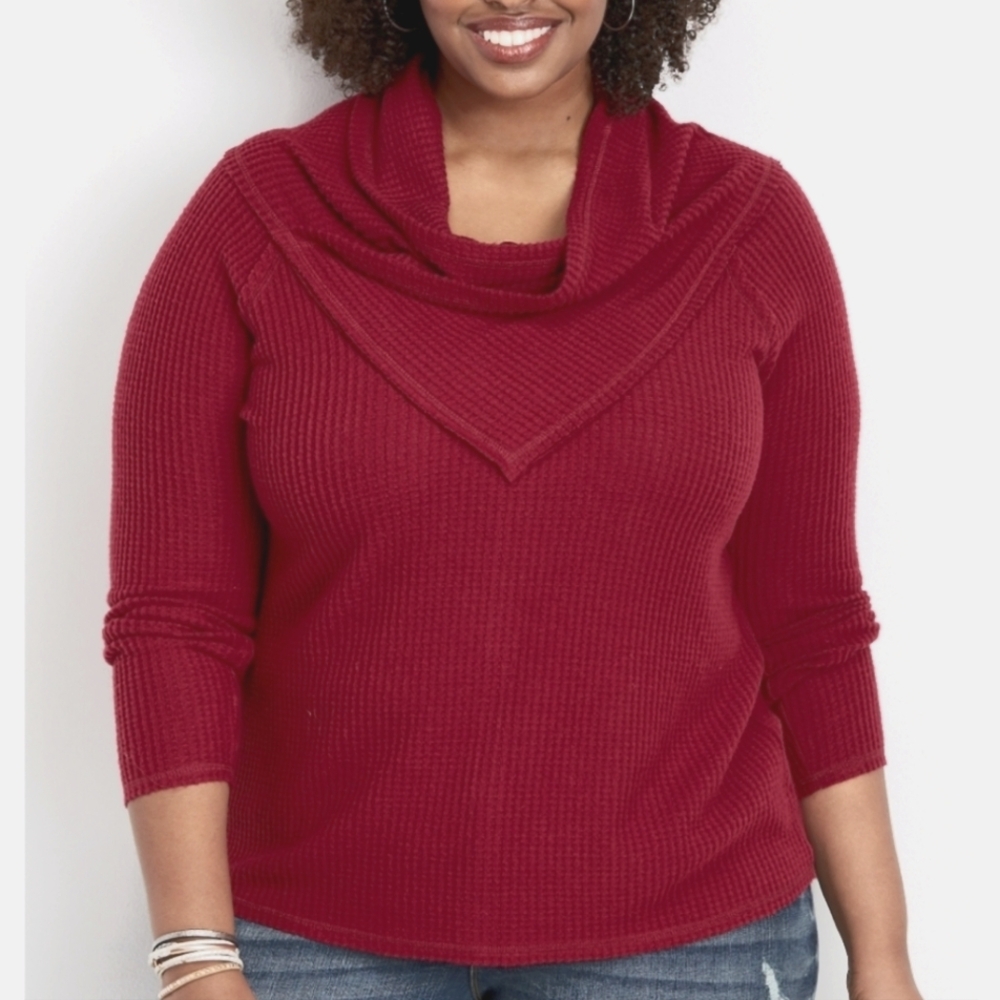 Maurices Women's Maroon Cowl Neck Sweater